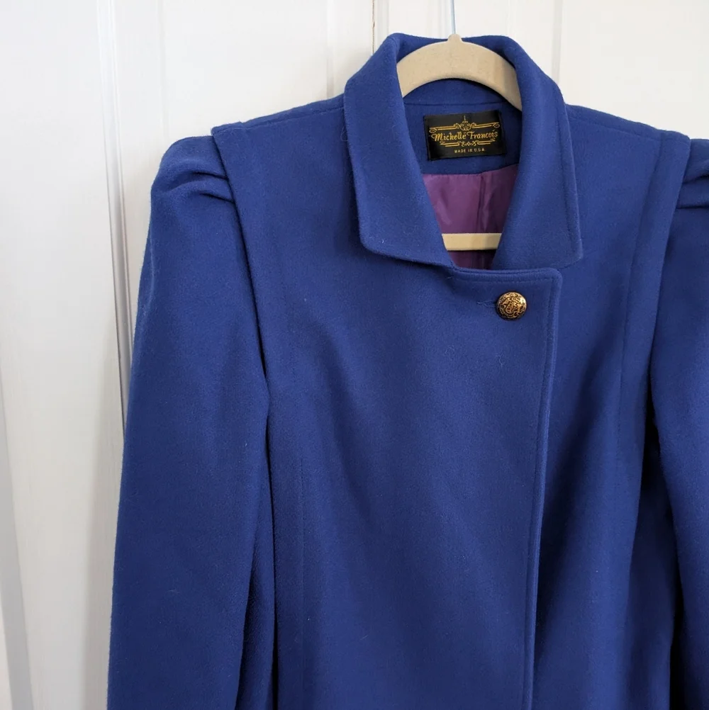 VTG Michelle Francois Wool Blend Trench Coat SIZE 11?‎ Old Money Double Breasted